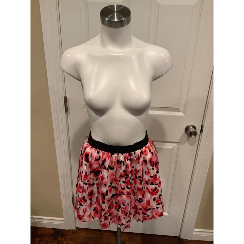 Kate Spade Pink Rose Floral Pleated A-Line Mini Skirt, Size 10Y Girls
